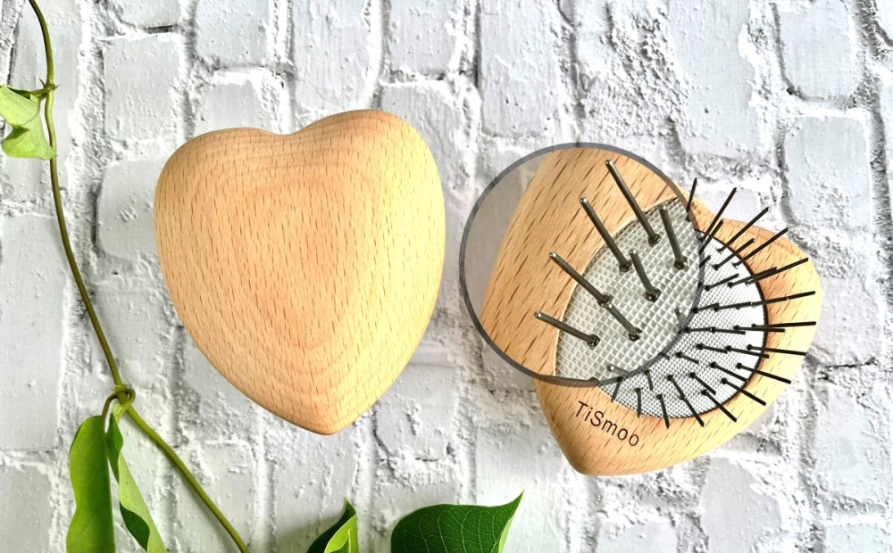Titanium heart-shaped hairbrush
